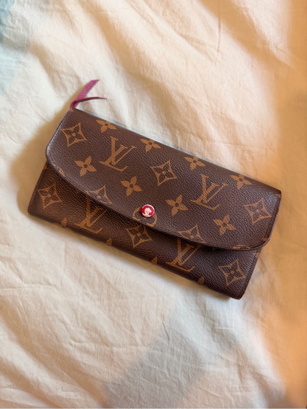 Louis Vuitton Monogram Continental Wallet - Dark Brown with Pink Accent